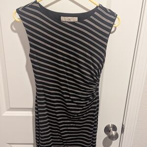 LOFT Black and White Striped Dress